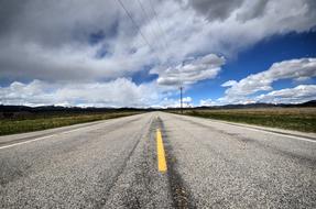 Clouds Highway Road yellow line