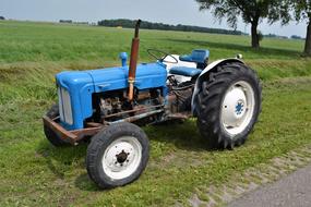 blue farm tractor