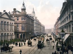 old photo of city life in Belfast