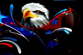 bald Eagle head, bright Graffiti