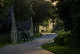 Road in park in Skane in Sweden