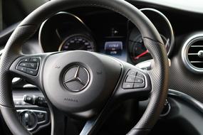 black Leather Steering Wheel Mercedes