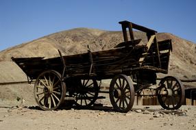 wooden cart in the wild west desert in the USA