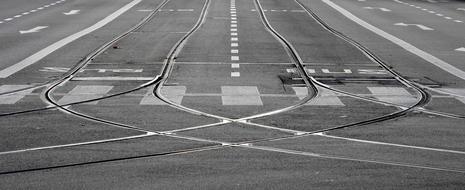 monochrome photo of The Tram Street Track