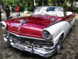 red white convertible car, Oldtimer