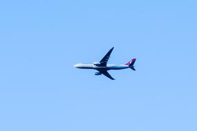 Turkish Airlines Plane in the blue clear sky