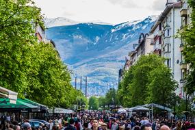 People Crowd at city landscape