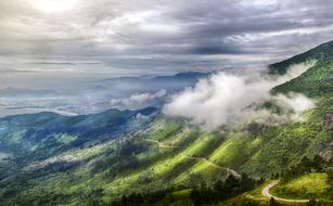 clouds over the hai van pass in danang, vietnam