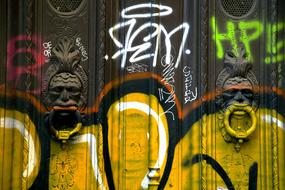 graffiti on doors with entrance rings