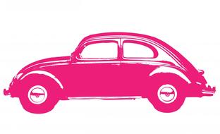 car vintage pink volkswagen beetle as an illustration