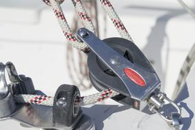 equipment with ropes on a boat close up