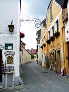 narrow street of the old town in Durnstein
