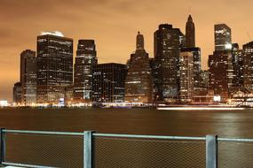 Manhattan city by the river at night