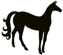 cartoon horse with curly tail silhouette