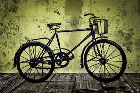 bike on the background of a dilapidated wall