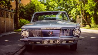 parked retro valiant car