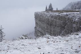 fog in snowy mountains in switzerland