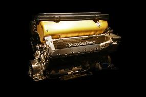 Mercedes Engine Car on black background