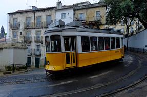 cityscape of Yellow Tram in Lisbon