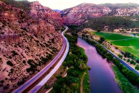 mountain stream and road in Colorado