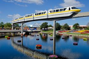 train in colorful disney park