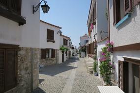 narrow street with traditional architecture in turkey