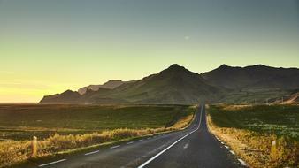 landscape of country Road at sunset