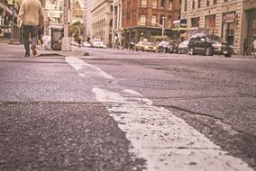 city road with markings close up