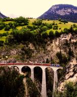 Landscape of Switzerland Mountains railroad