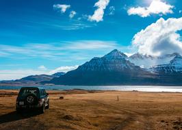 off-road vehicle on the mountain coast