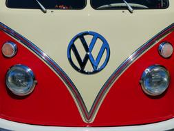 front of Oldtimer Volkswagen Bus close up