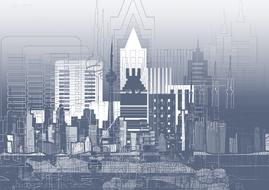 sketch of architecture city house