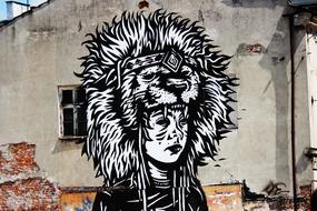 Graffiti, Child boy in Lion head headdress