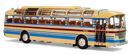 Shiny, colorful model of "Saviem S53M" bus in France, with shadow at white background, clipart