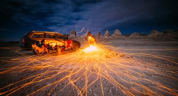 Car Desert Landscape Light