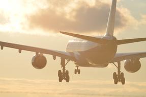 Aircraft taking off Airport, rear view