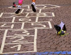 game with jumps on the pavement