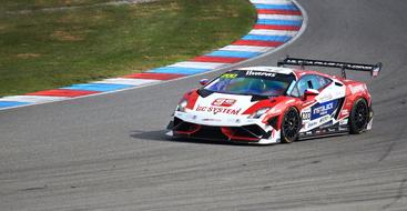 racing lamborghini car on the track in brno