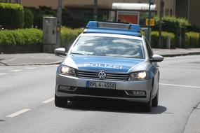 police car on the road in frankfurt