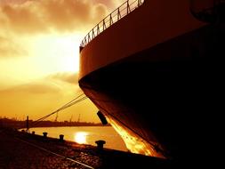 Ship Boat Quay at sunset