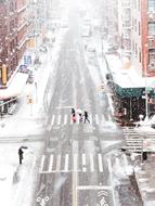 winter, people at the crosswalk