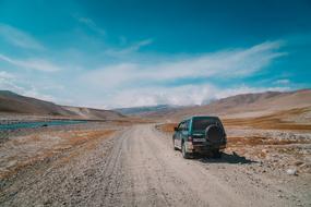 Road Truck at Blue Sky Landscape