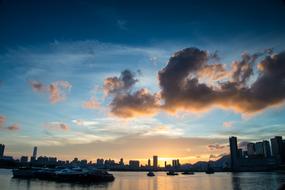 twilight over the city on the coast