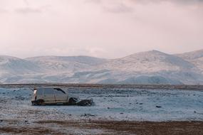Car Abandoned at Desert Snow