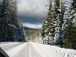 snowy Road Mountains at Winter