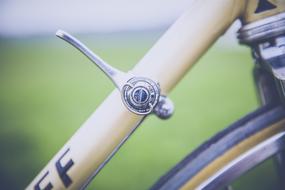 Close-up of the road bike with details, in light
