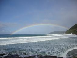 landscape of Rainbow over Great Ocean Road in Australia