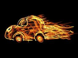 flames fire hot speed burn car