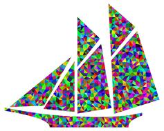 colorful sailboat ocean triangular symbol