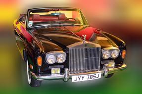 Shiny, vintage car, at colorful, blurred background, clipart